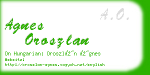 agnes oroszlan business card